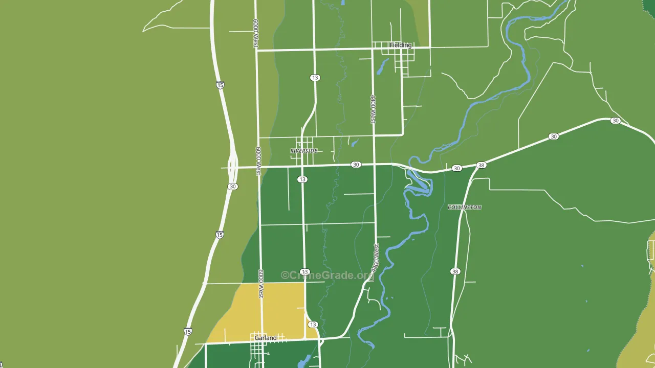Riverside, UT Map of Vehicle Theft Rates