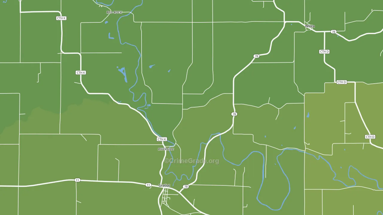 Riverside, WI Map of Vehicle Theft Rates