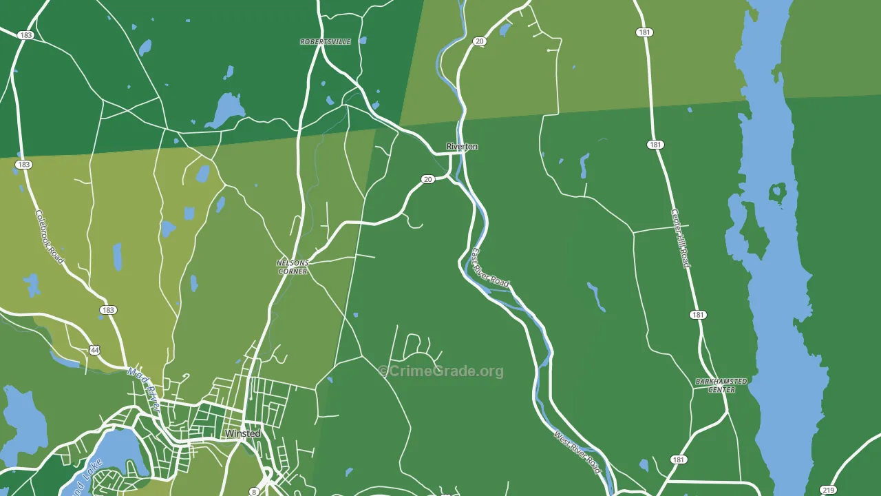 Riverton, CT Map of Vehicle Theft Rates