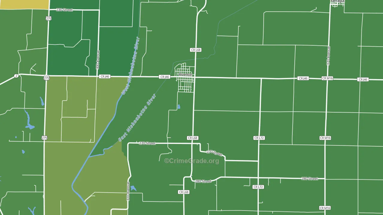 Riverton, IA Map of Vehicle Theft Rates