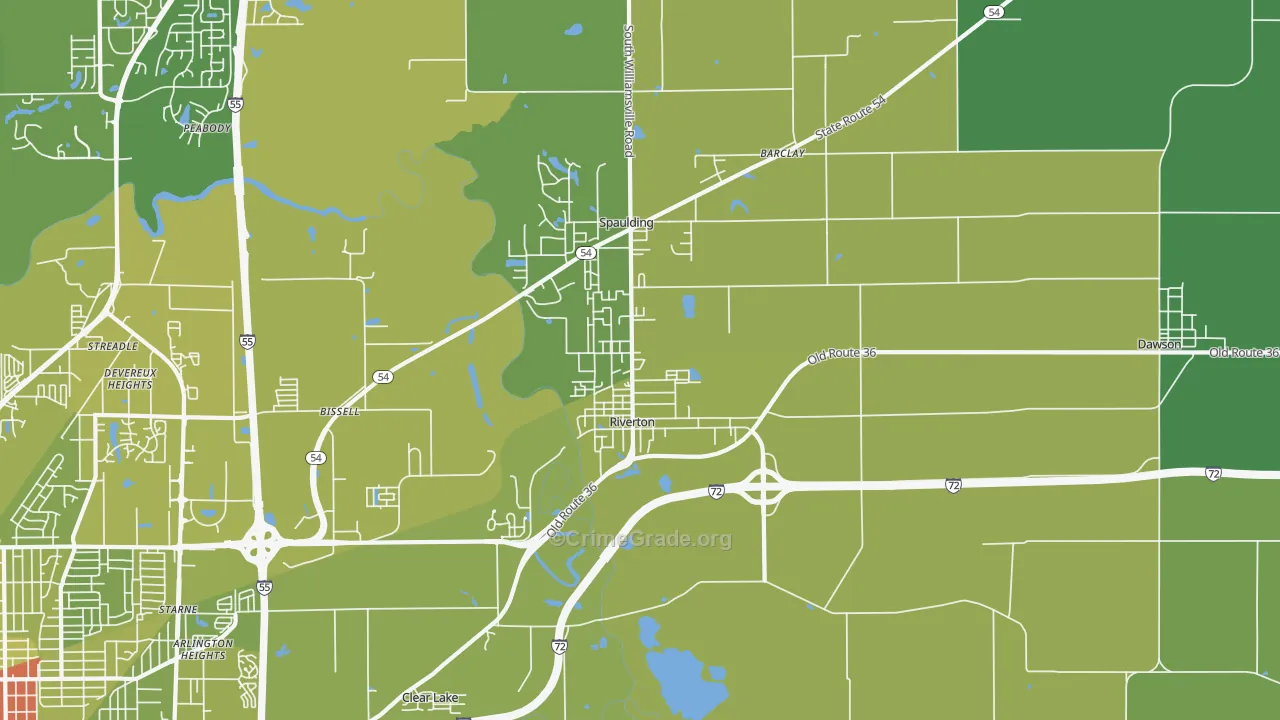 Riverton, IL Map of Vehicle Theft Rates
