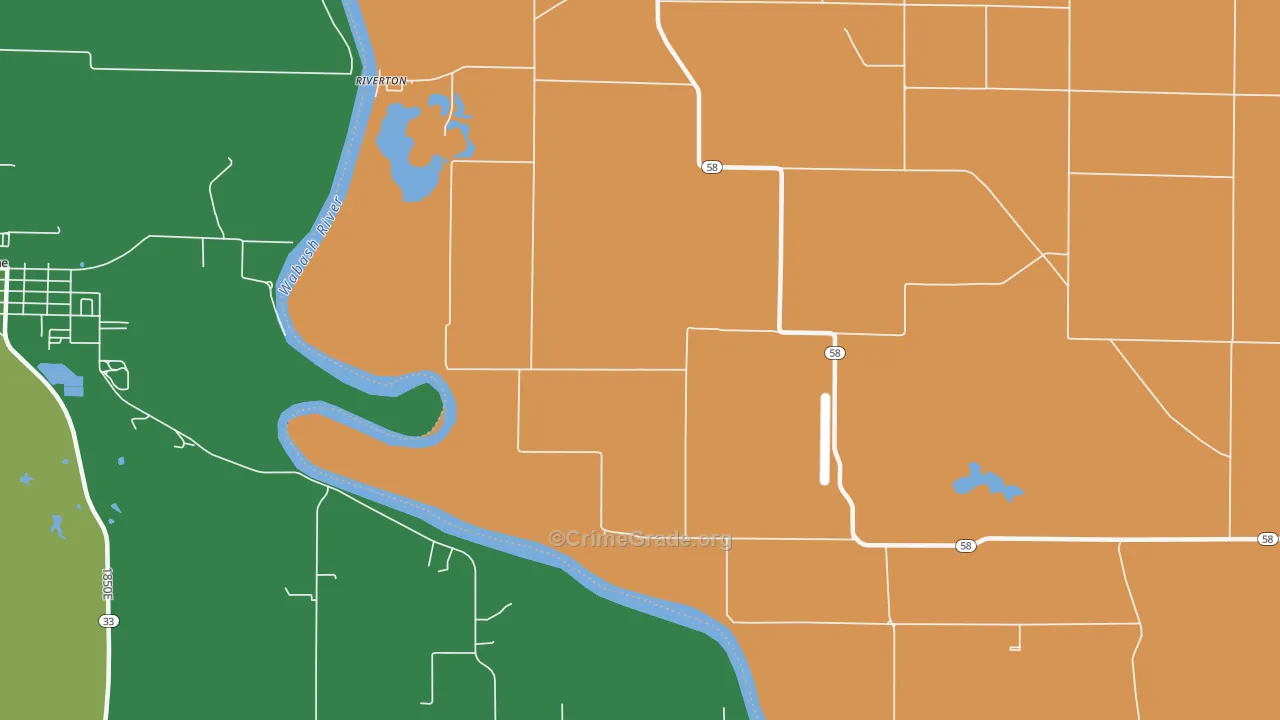 Riverton, IN Map of Vehicle Theft Rates
