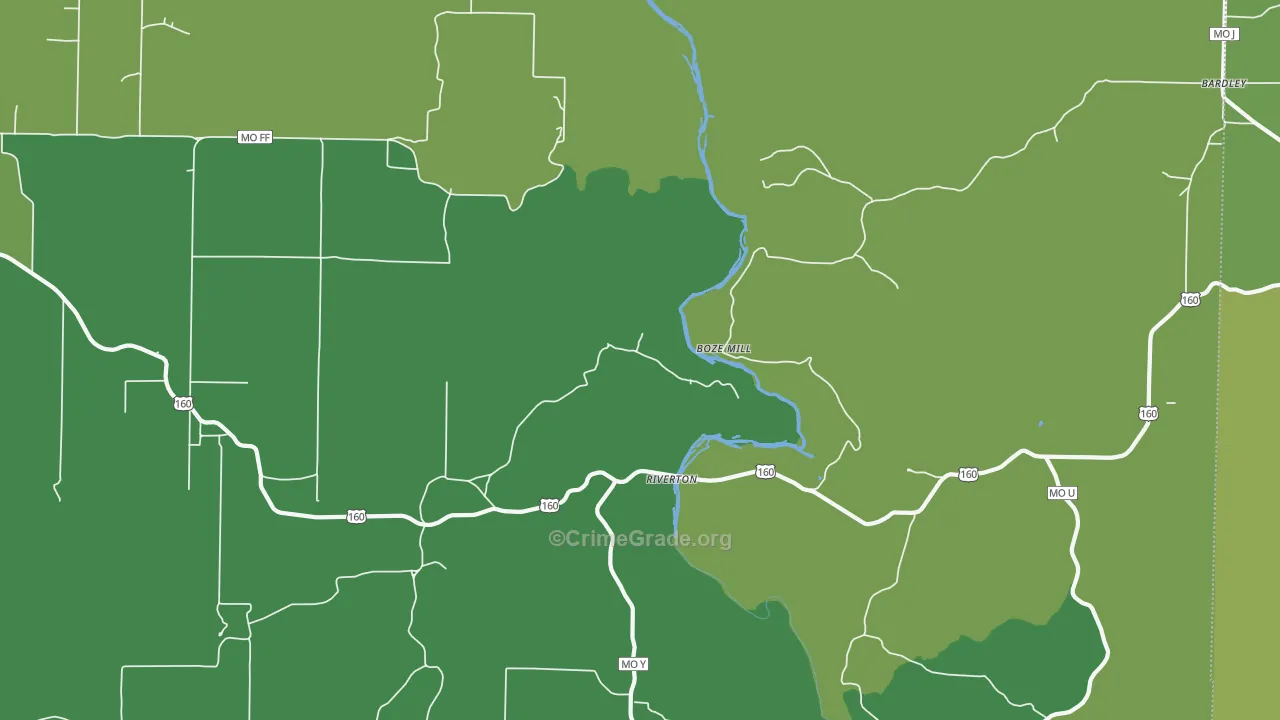 Riverton, MO Map of Vehicle Theft Rates
