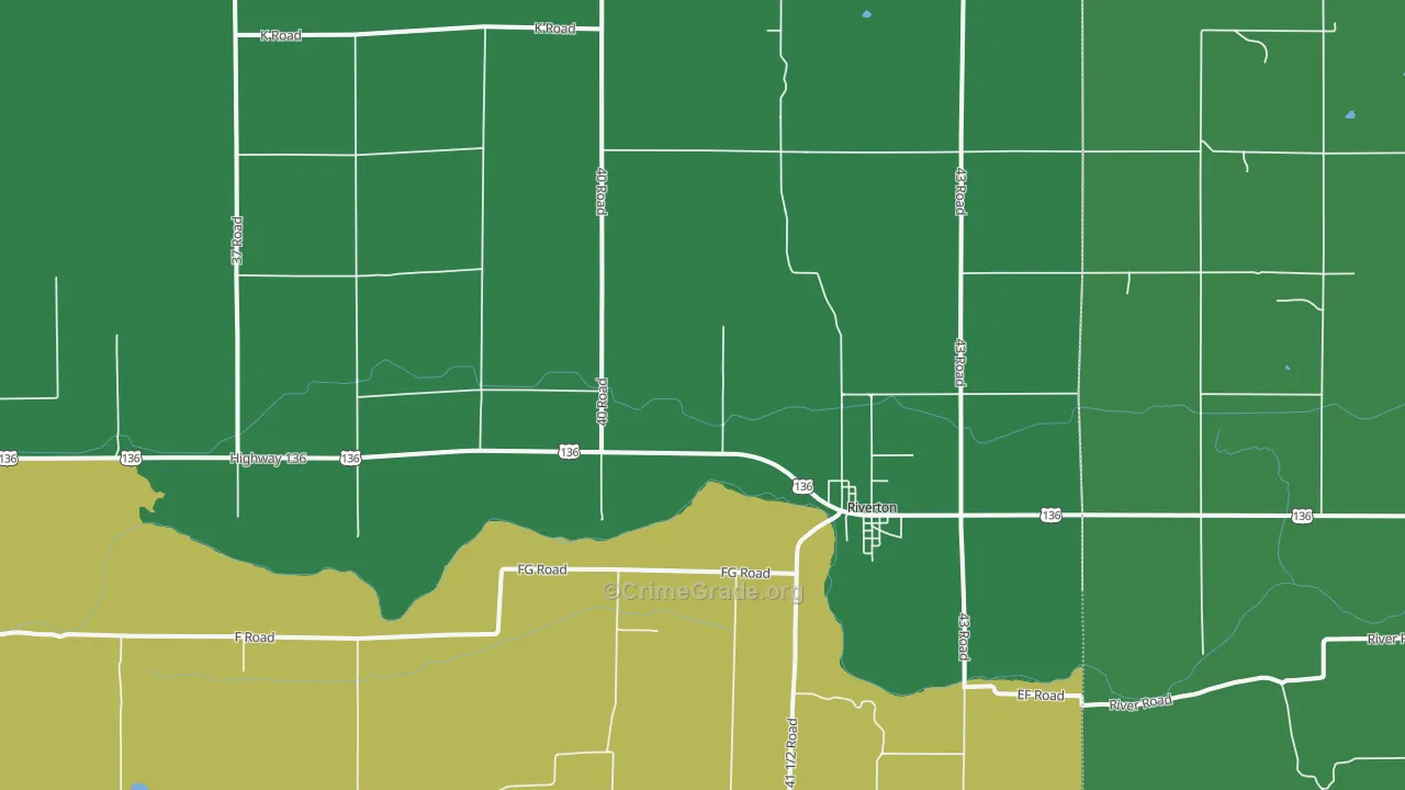 Riverton, NE Map of Vehicle Theft Rates