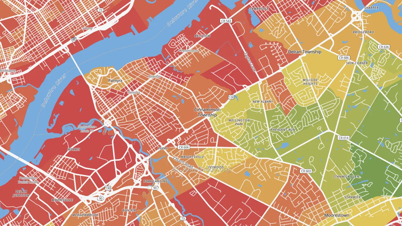 Riverton, NJ Map of Vehicle Theft Rates