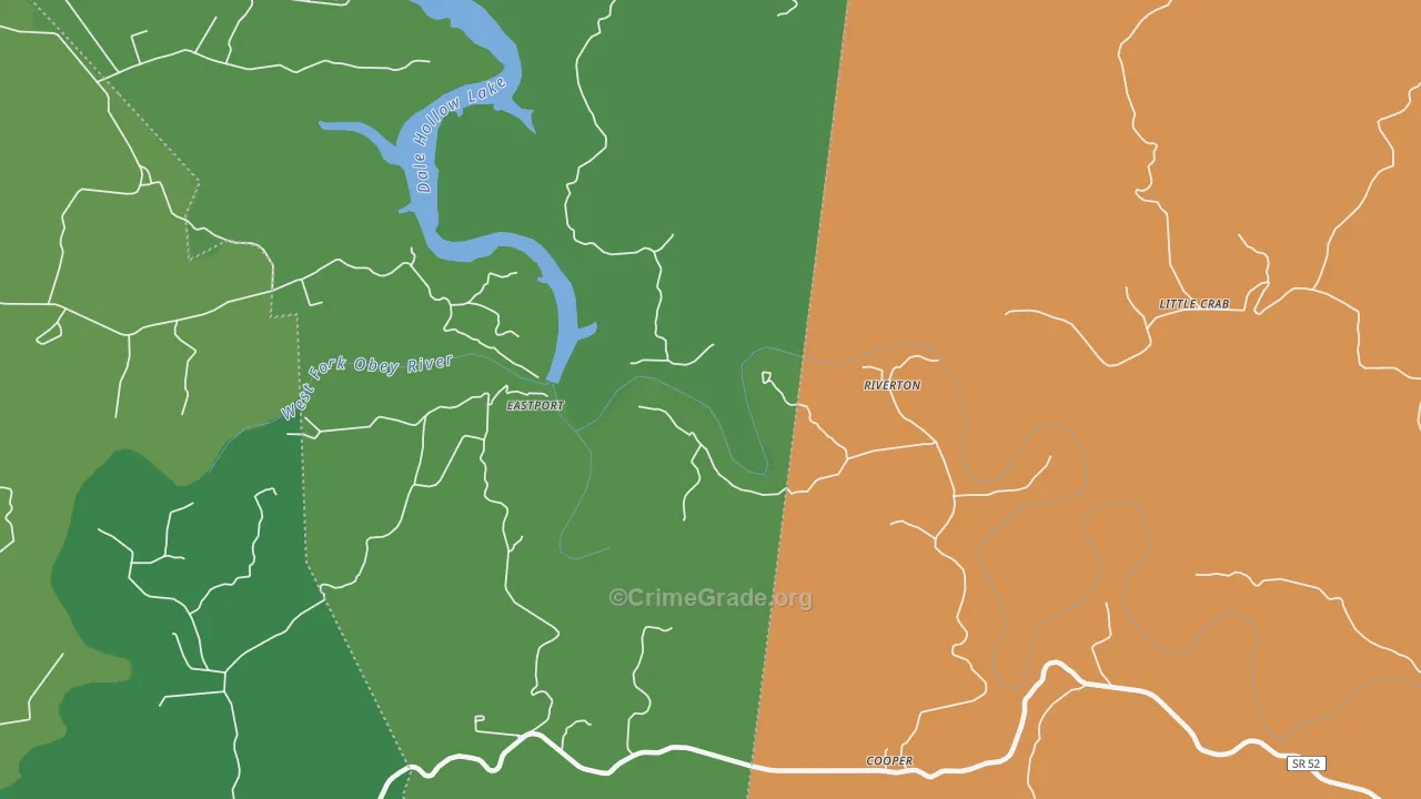 Riverton, TN Map of Vehicle Theft Rates