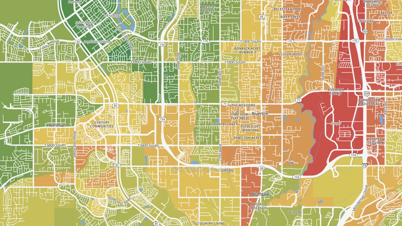 Riverton, UT Map of Vehicle Theft Rates