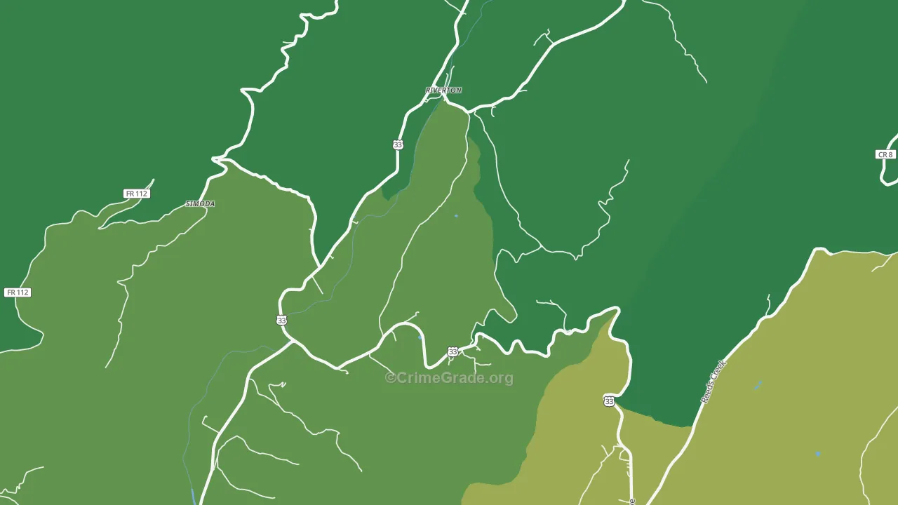 Riverton, WV Map of Vehicle Theft Rates