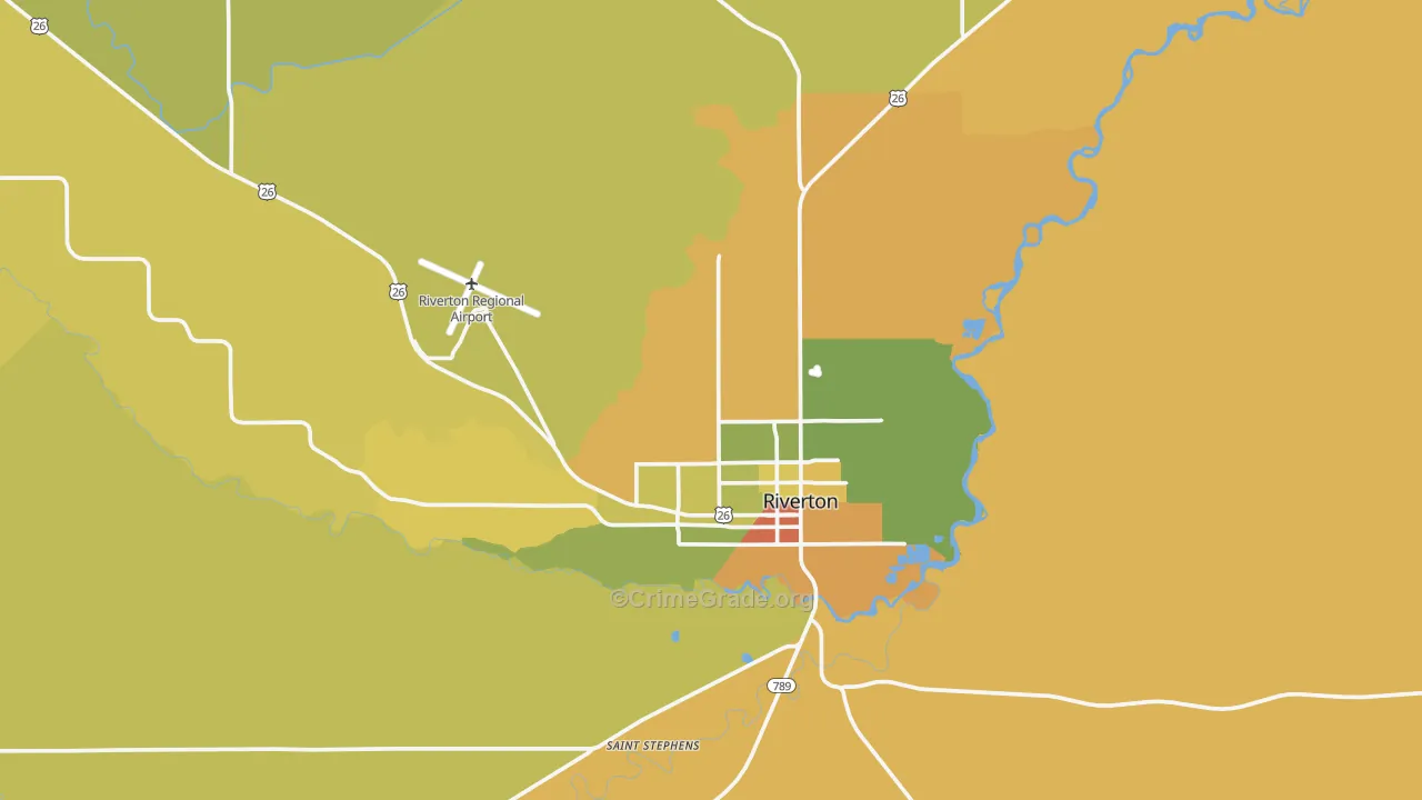 Riverton, WY Map of Vehicle Theft Rates