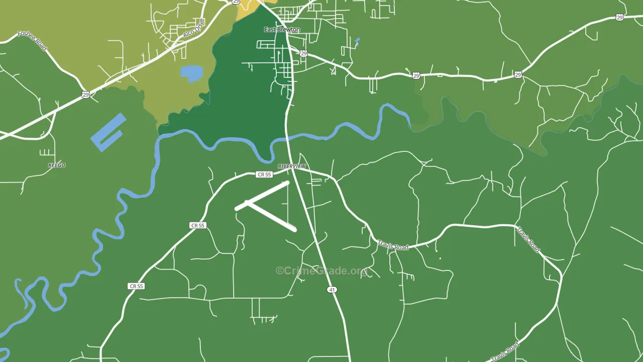 Riverview, AL Map of Vehicle Theft Rates