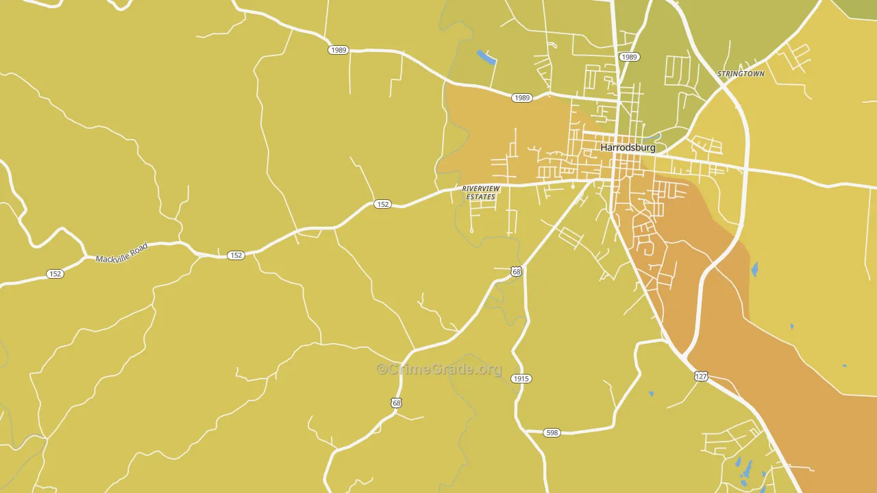 Riverview Estates, KY Map of Vehicle Theft Rates