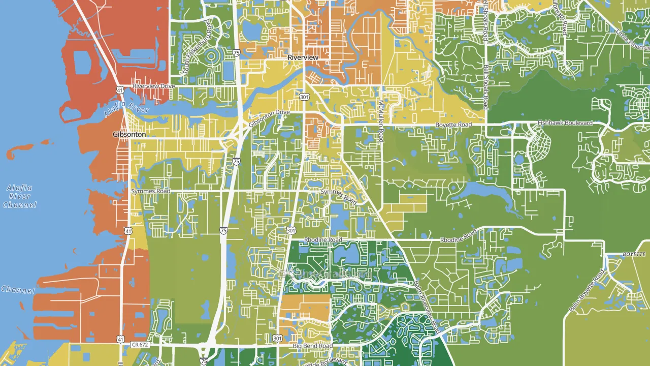 Riverview, FL Map of Vehicle Theft Rates
