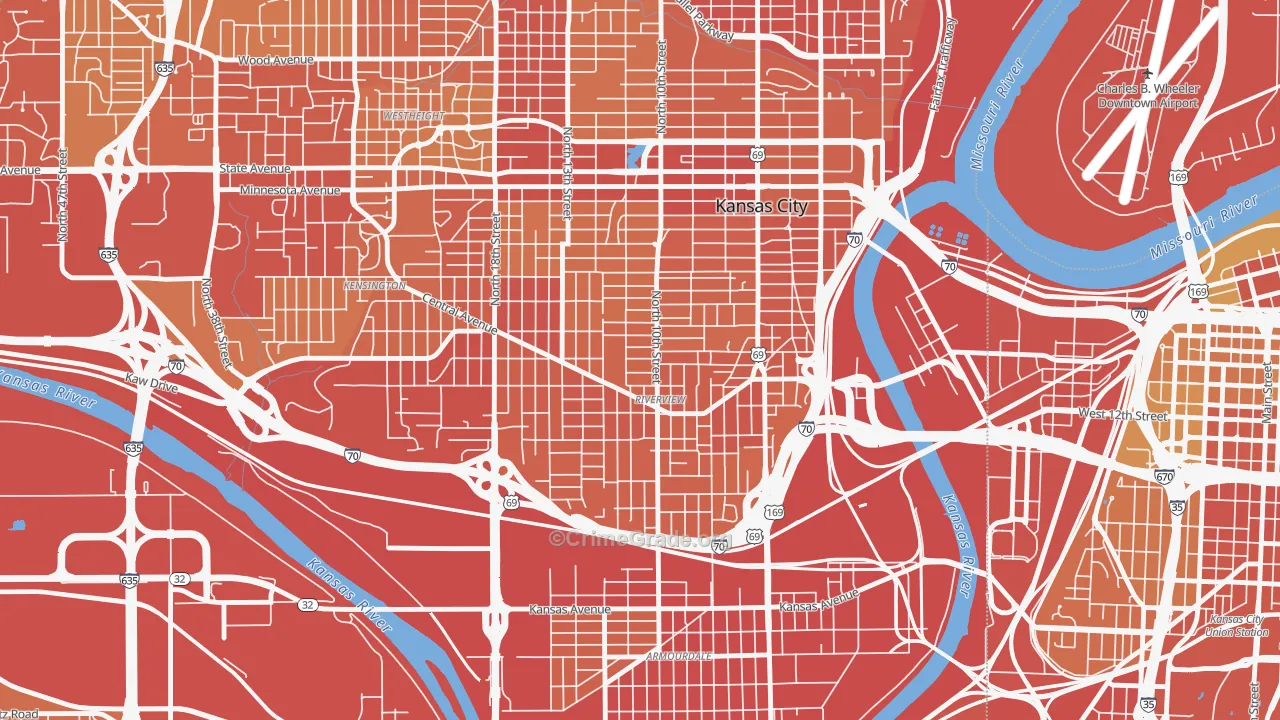 Riverview, Kansas City, KS Map of Vehicle Theft Rates