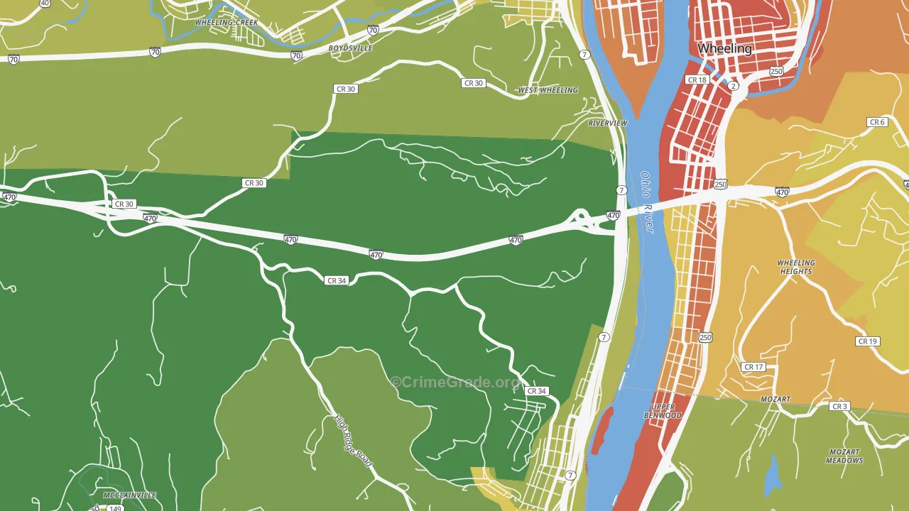 Riverview, OH Map of Vehicle Theft Rates