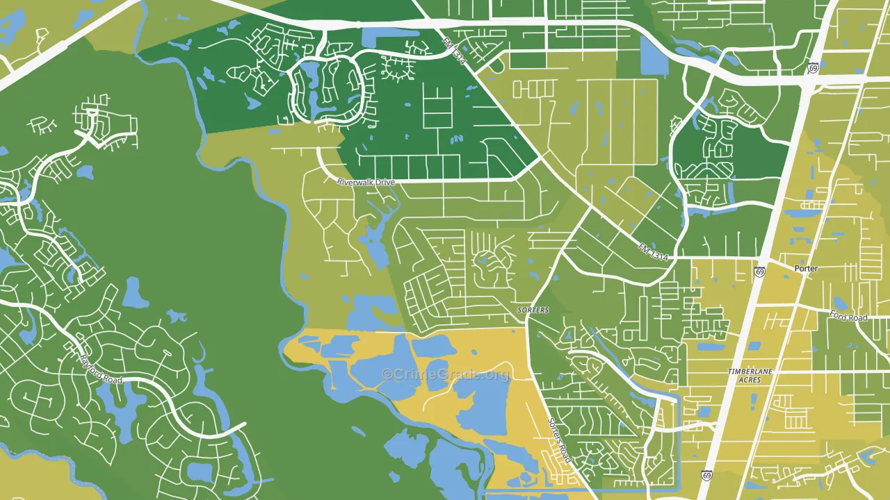 Riverwalk, Porter, TX Map of Vehicle Theft Rates