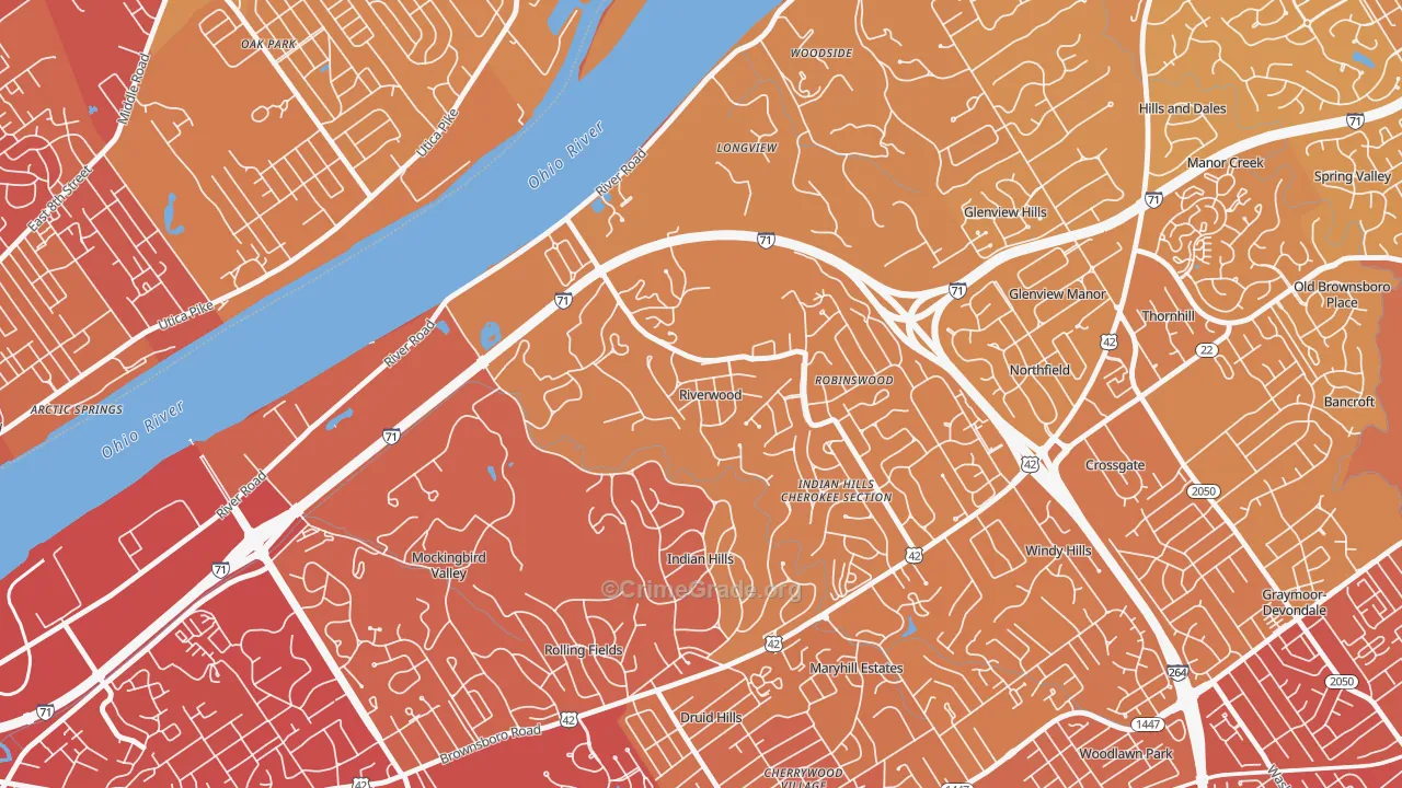 Riverwood, KY Map of Vehicle Theft Rates
