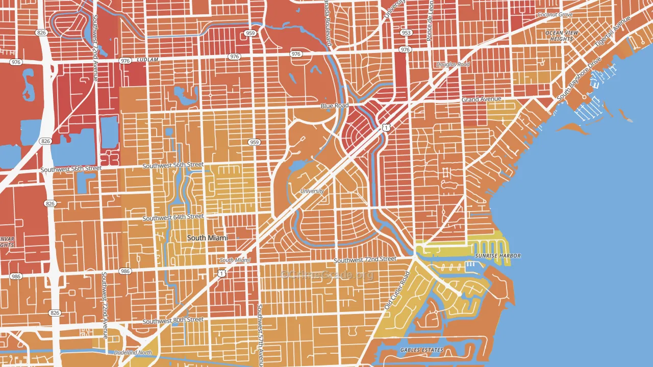 Riviera, Coral Gables, FL Map of Vehicle Theft Rates