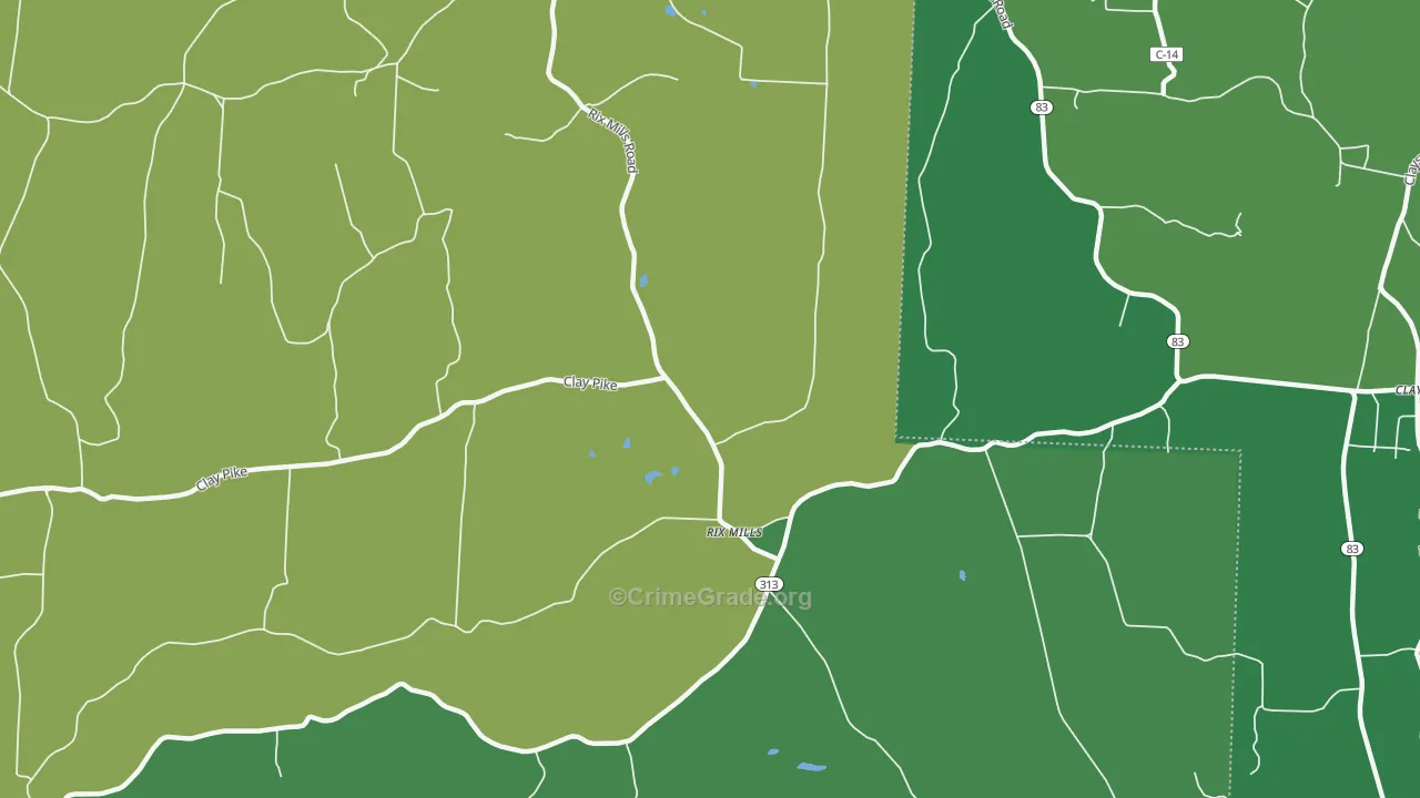 Rix Mills, OH Map of Vehicle Theft Rates