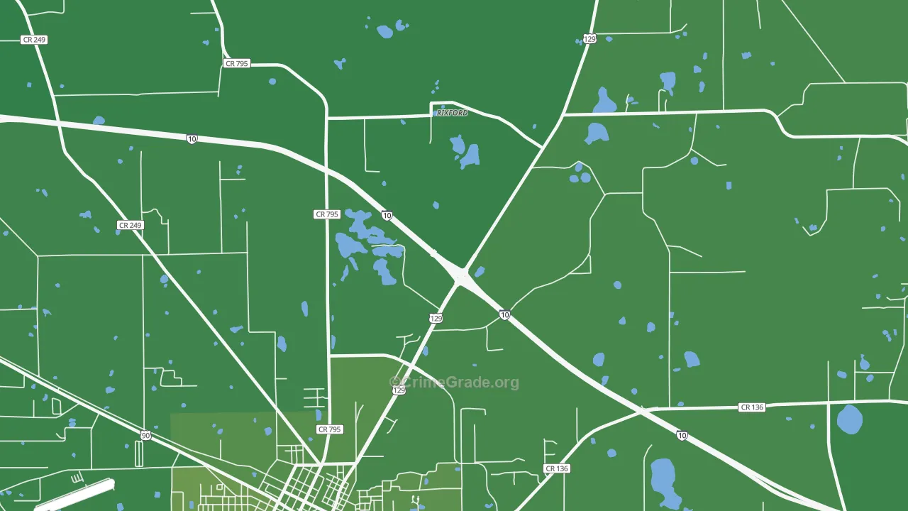 Rixford, FL Map of Vehicle Theft Rates