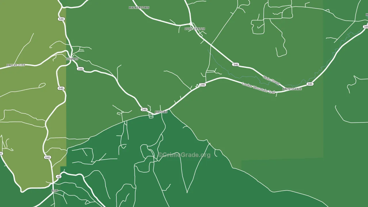 Rixford, PA Map of Vehicle Theft Rates