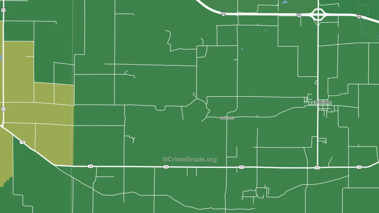 Roaches, IL Map of Vehicle Theft Rates