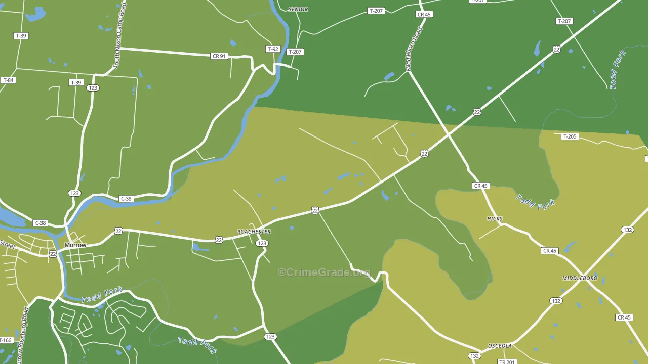Roachester, OH Map of Vehicle Theft Rates