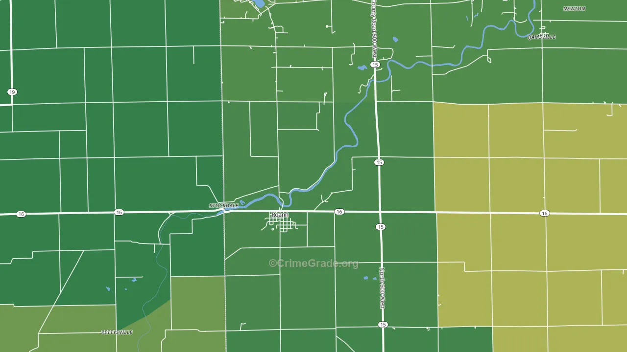 Roann, IN Map of Vehicle Theft Rates