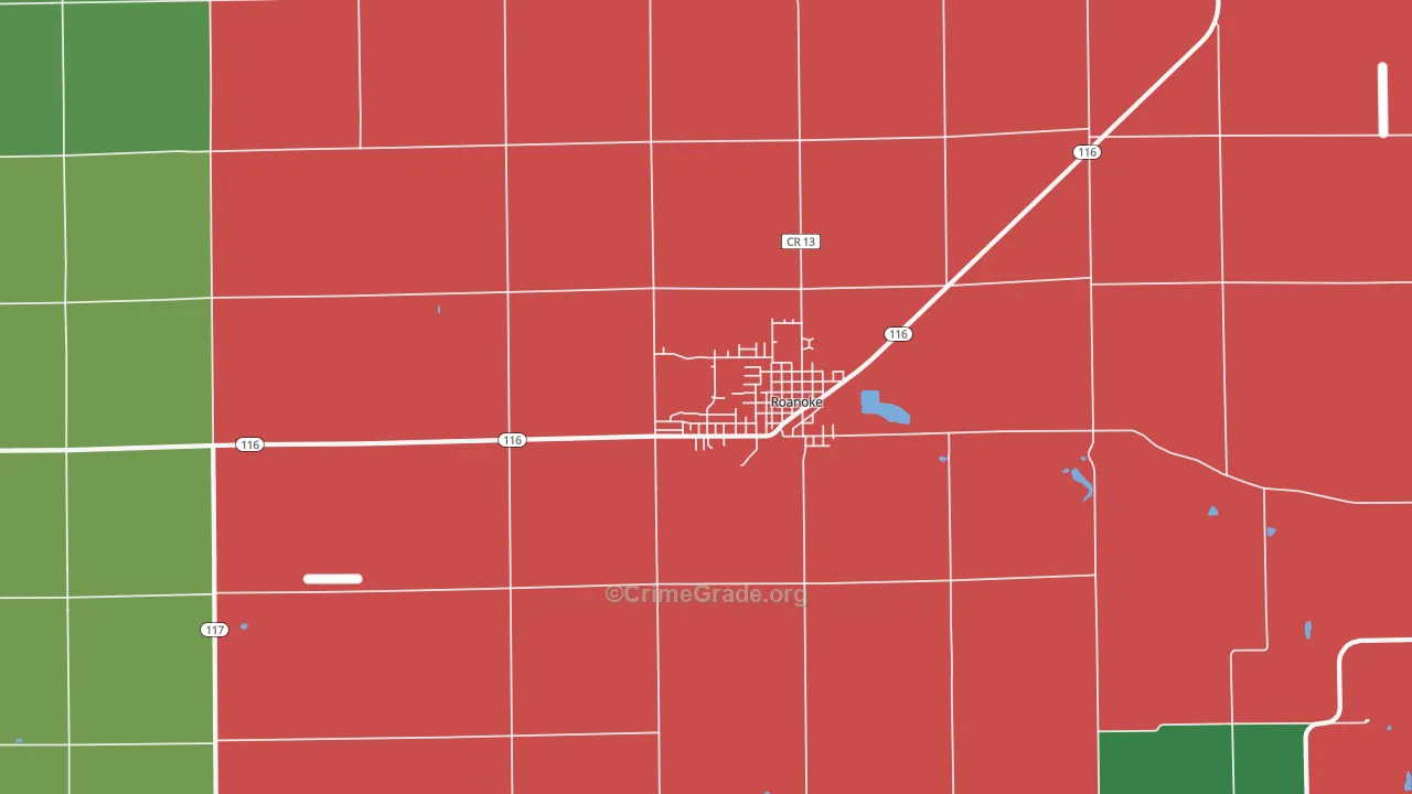 Roanoke, IL Map of Vehicle Theft Rates
