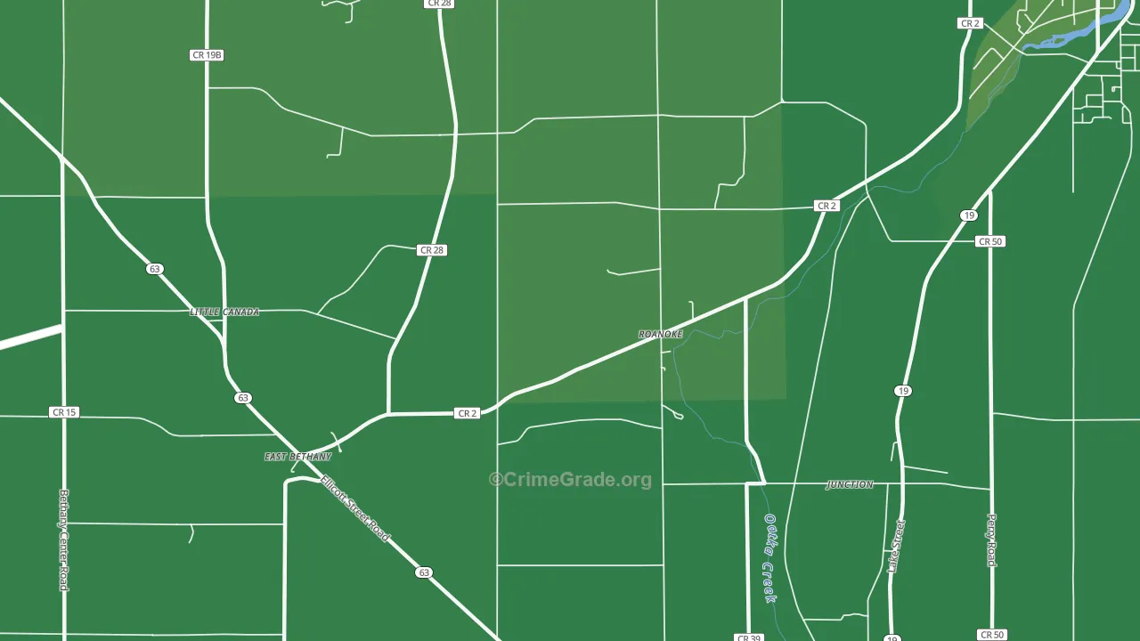 Roanoke, NY Map of Vehicle Theft Rates