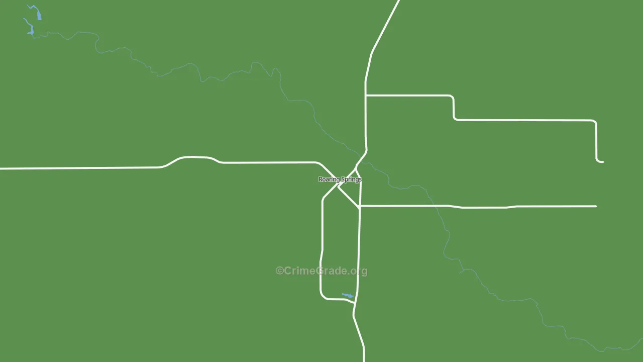 Roaring Springs, TX Map of Vehicle Theft Rates