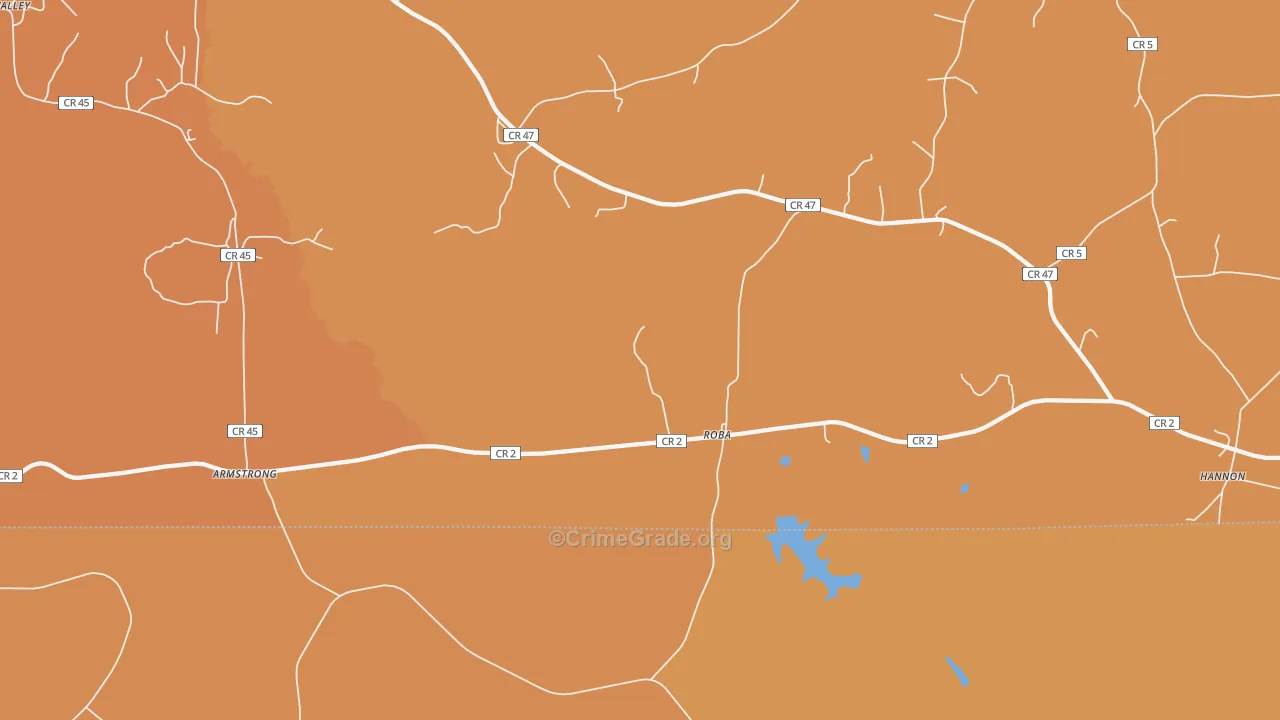 Roba, AL Map of Vehicle Theft Rates