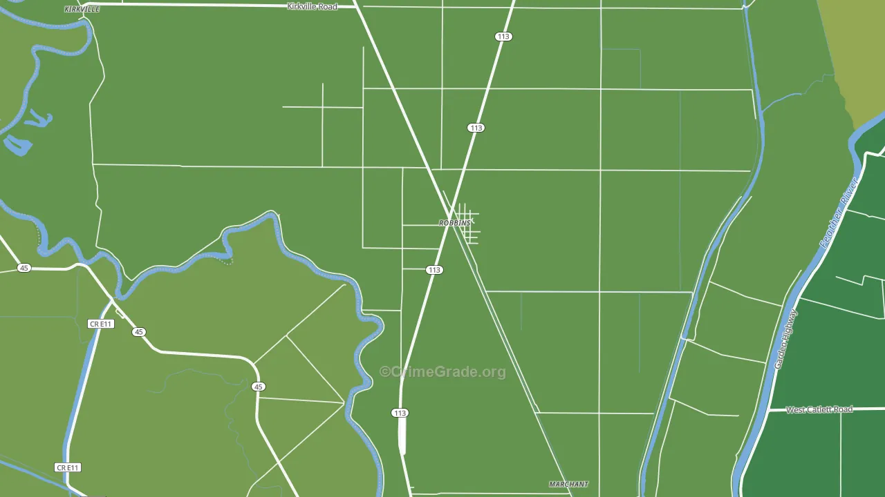 Robbins, CA Map of Vehicle Theft Rates
