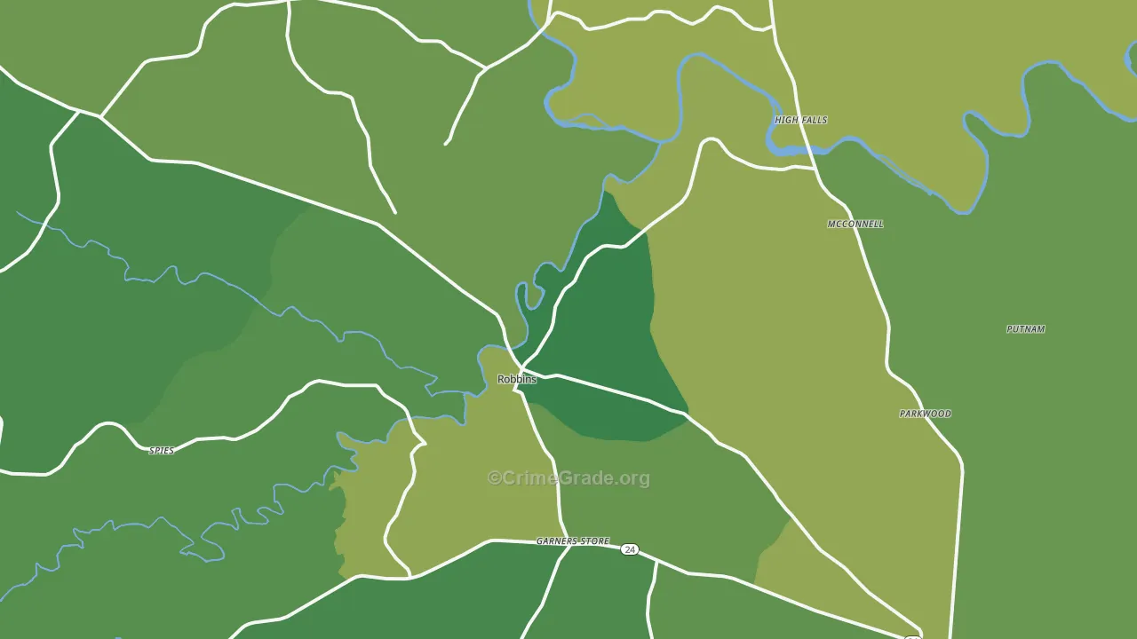 Robbins, NC Map of Vehicle Theft Rates