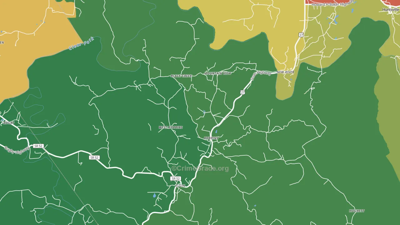 Robbins, TN Map of Vehicle Theft Rates