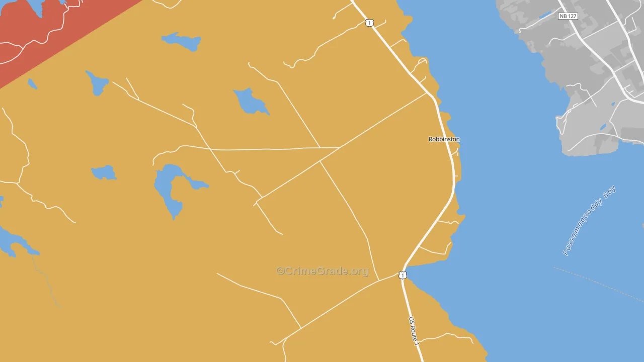 Robbinston, ME Map of Vehicle Theft Rates