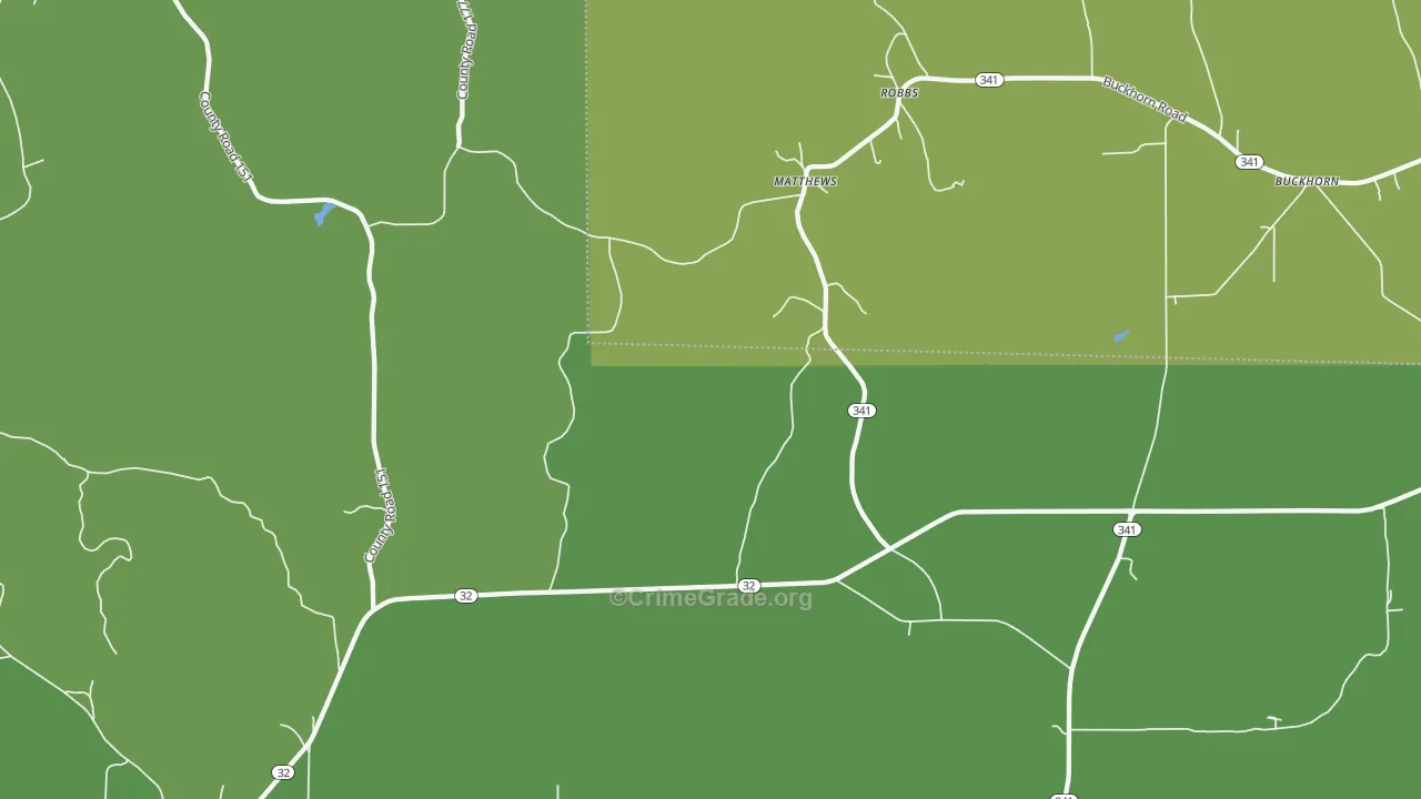 Robbs, MS Map of Vehicle Theft Rates