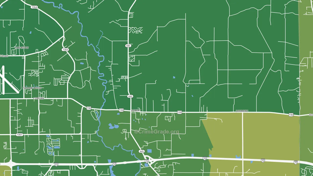 Robert, LA Map of Vehicle Theft Rates