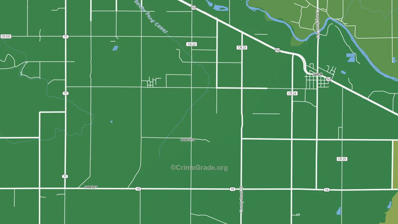 Roberta, CO Map of Vehicle Theft Rates