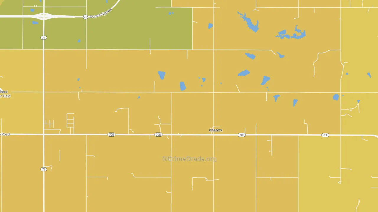 Roberta, OK Map of Vehicle Theft Rates