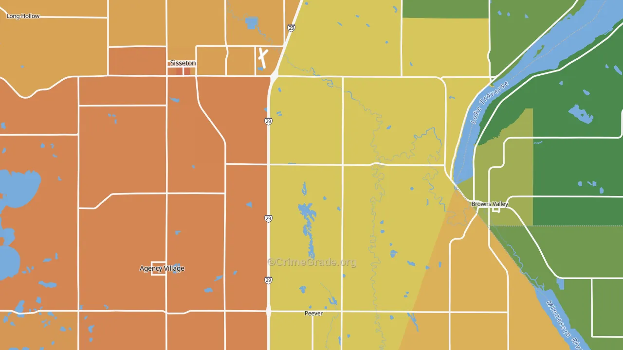 Roberts County, SD Map of Vehicle Theft Rates