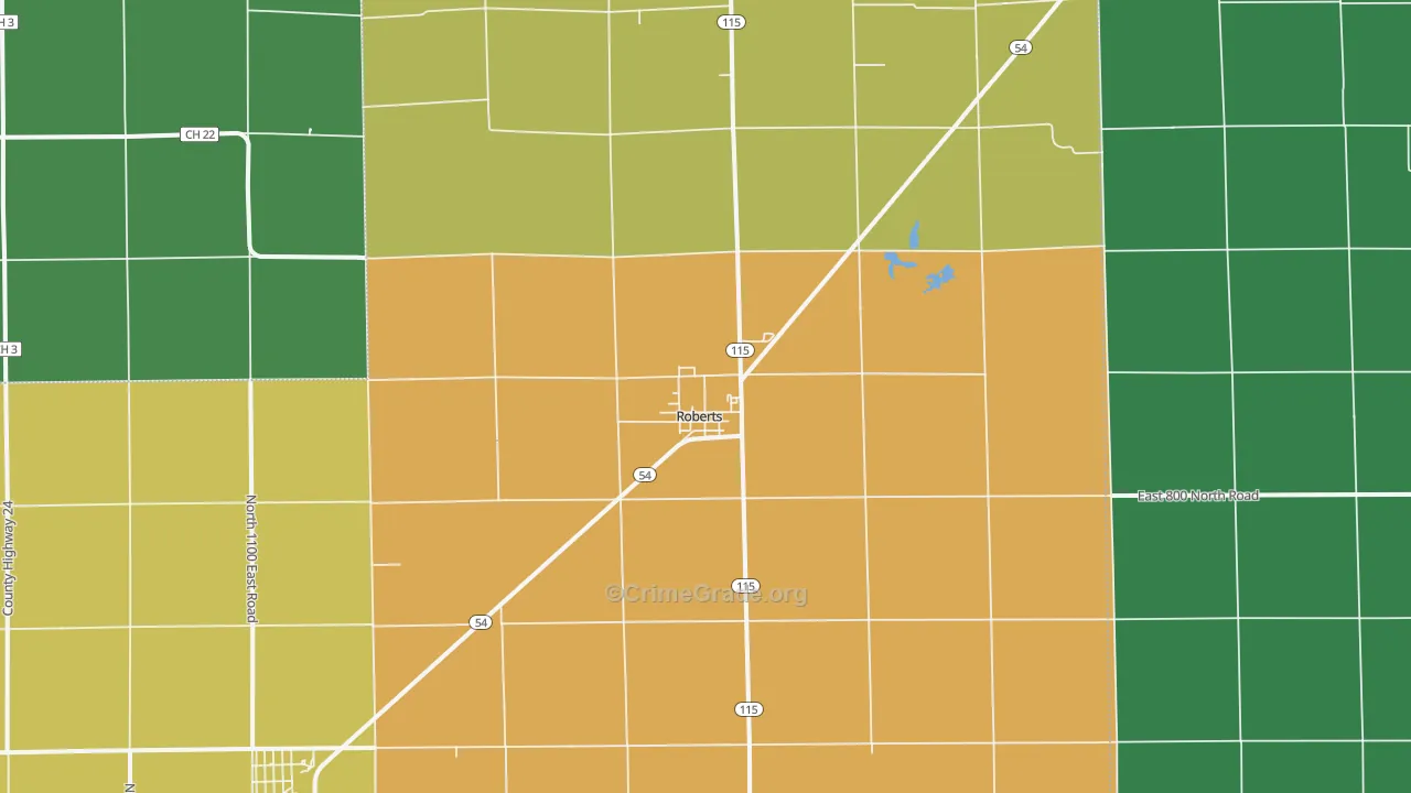 Roberts, IL Map of Vehicle Theft Rates