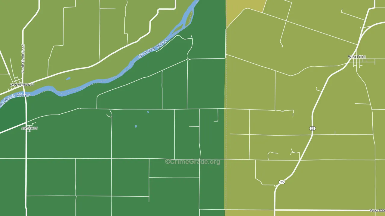 Roberts, IN Map of Vehicle Theft Rates