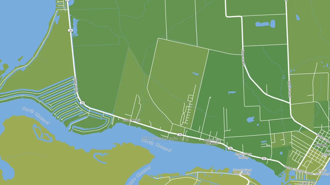Roberts Landing, MI Map of Vehicle Theft Rates