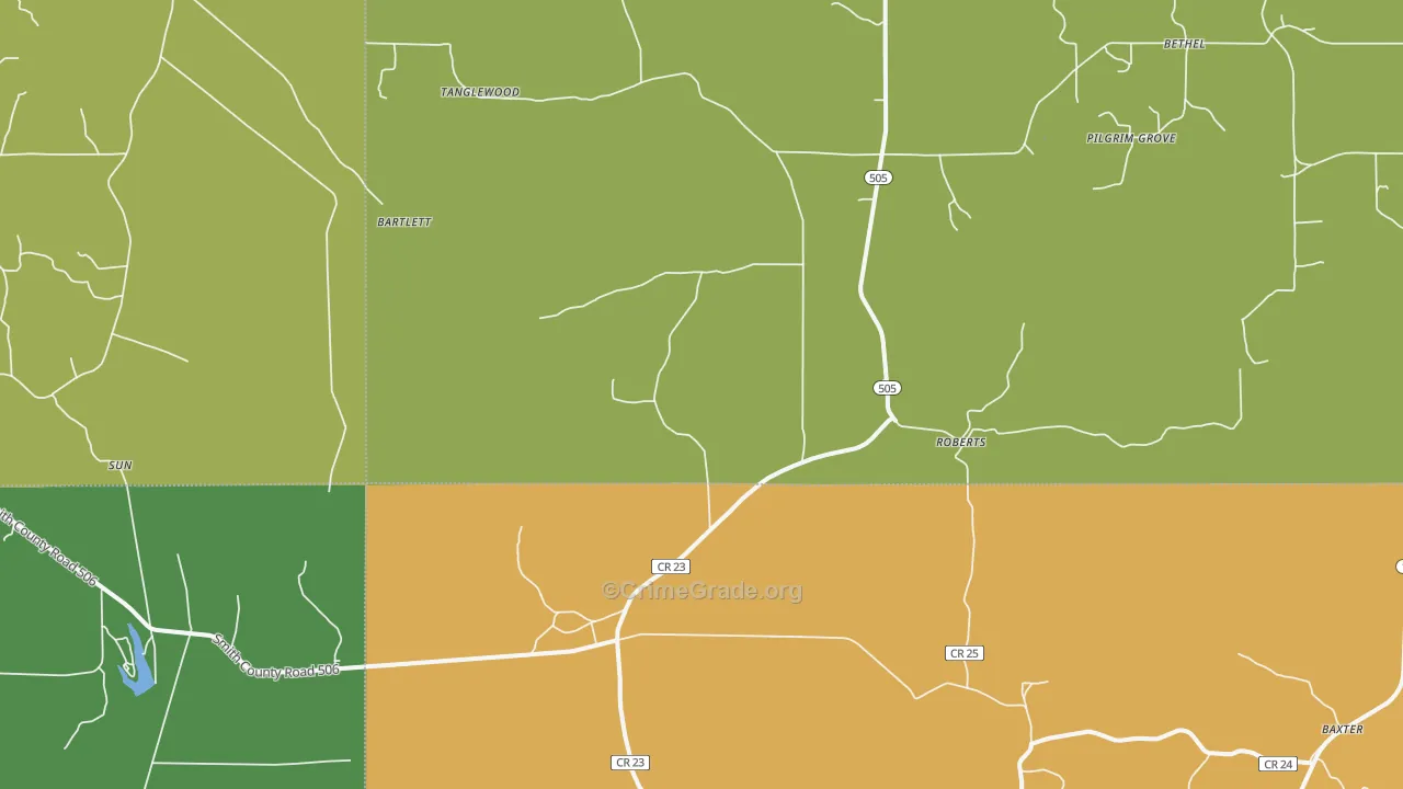 Roberts, MS Map of Vehicle Theft Rates