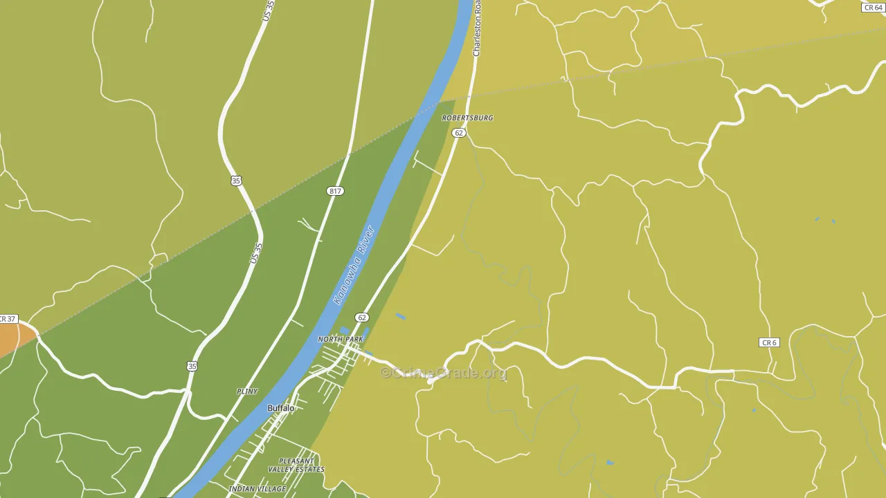 Robertsburg, WV Map of Vehicle Theft Rates