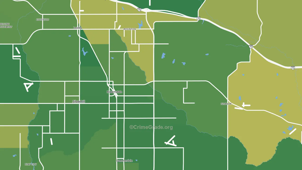 Robertsdale, AL Map of Vehicle Theft Rates