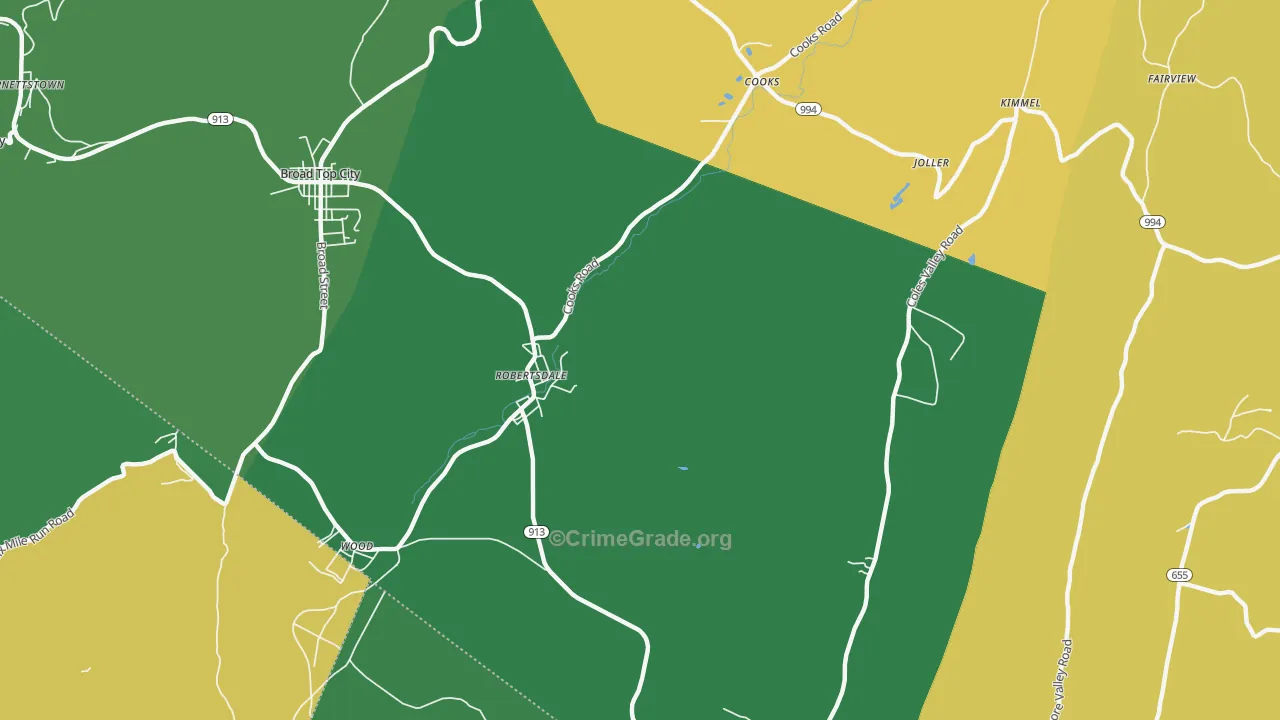 Robertsdale, PA Map of Vehicle Theft Rates