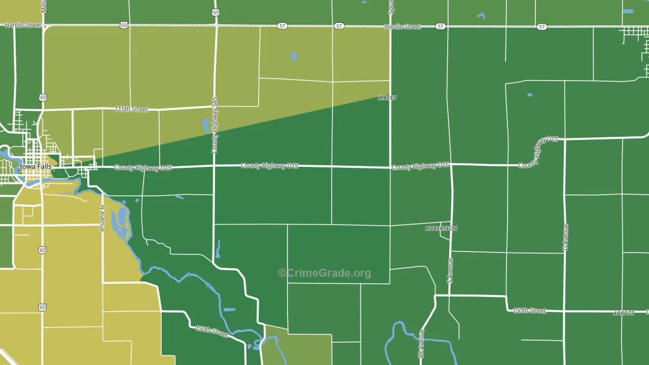 Robertson, IA Map of Vehicle Theft Rates