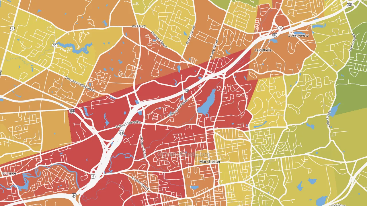 Robertson, Oakland, CT Map of Vehicle Theft Rates
