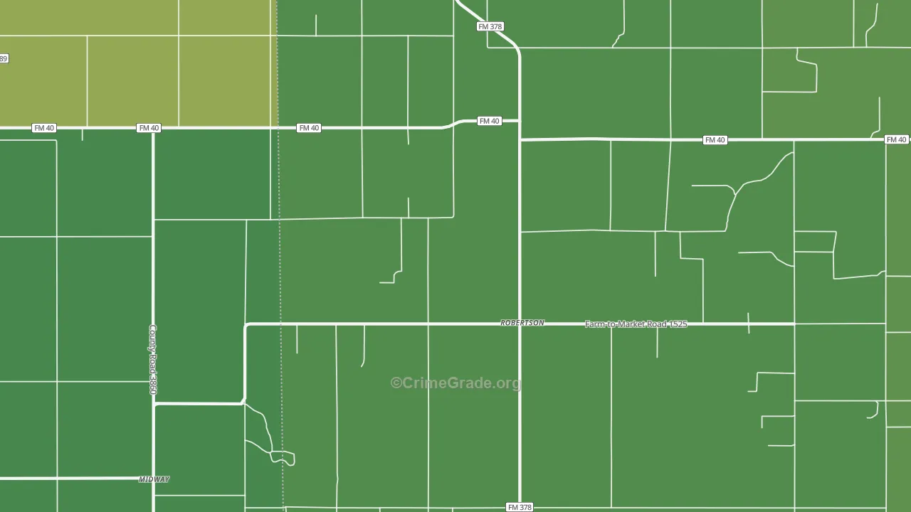 Robertson, TX Map of Vehicle Theft Rates